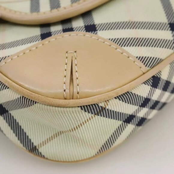 BURBERRY Nova Check Blue Label Shoulder Bag Canvas Peppermint Auth - Picture 2 of 16